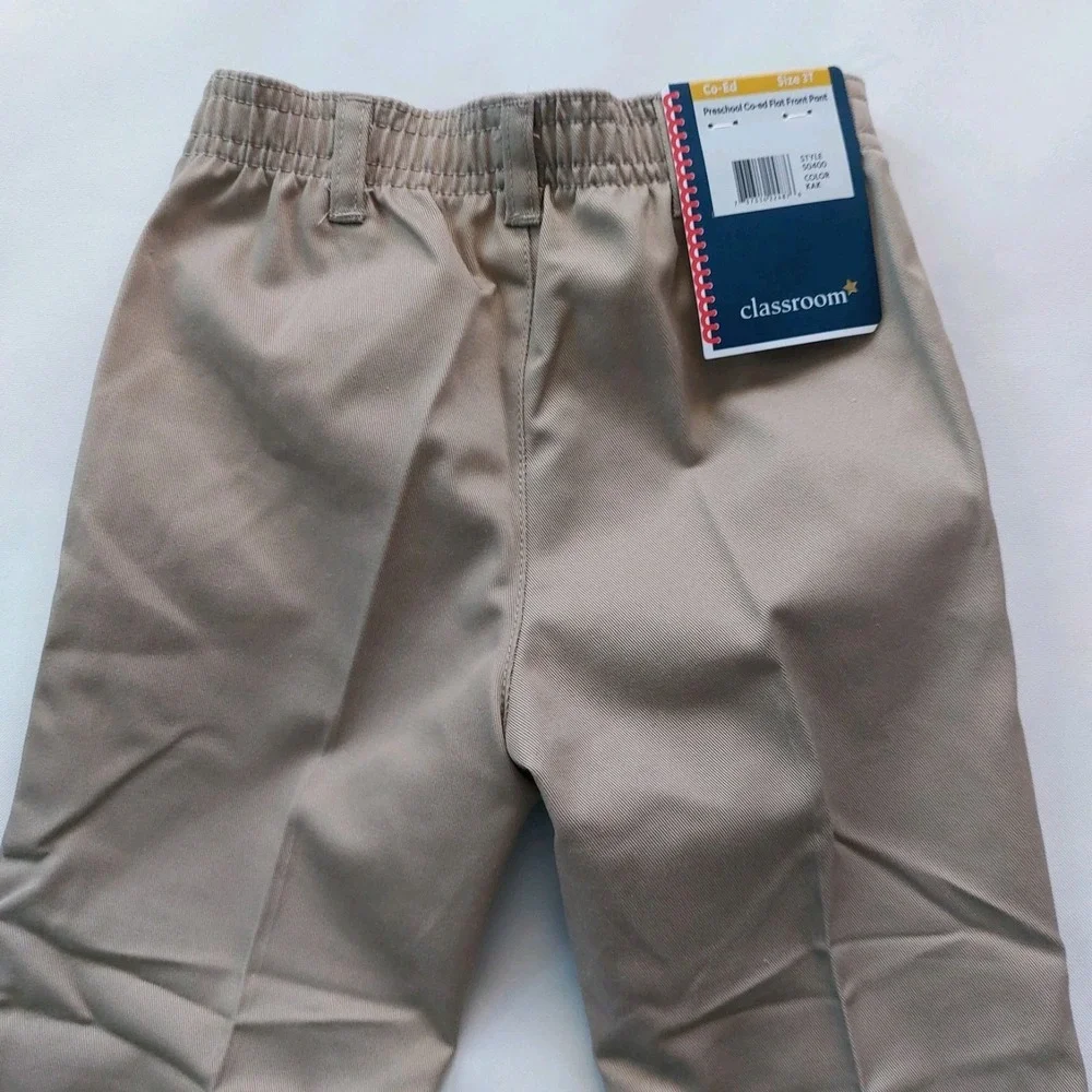 Classroom  Preschool  Co-ed  Flat Front Pants  Khaki Toddler Kids Size 3‎